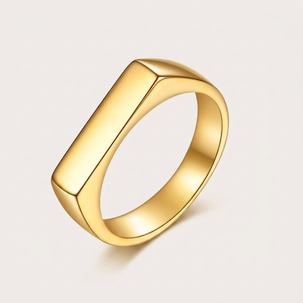 Rhodes Flat Top Gold Ring