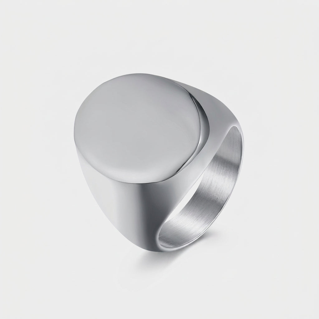 Plain Flat Oval Signet Gold Ring