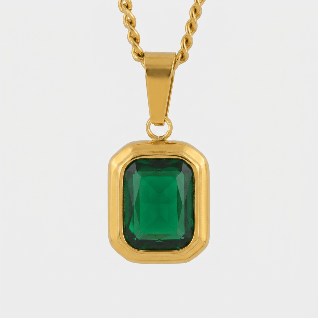 Milano Emerald Pendant in Gold - Ellavore