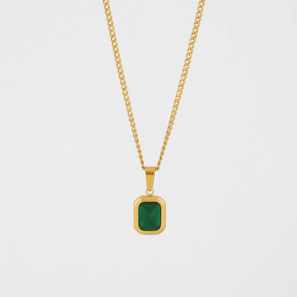 Milano Emerald Pendant in Gold - Ellavore