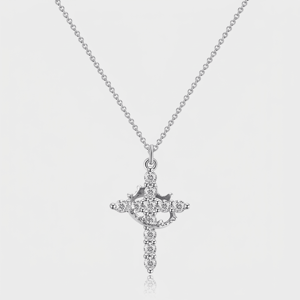 The Crown & Cross Pendant in Rose Gold - Ellavore
