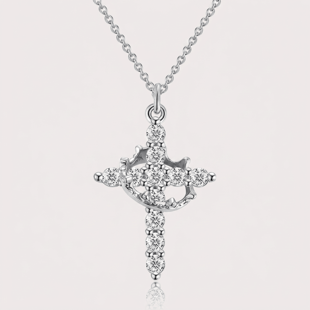 The Crown & Cross Pendant in Rose Gold - Ellavore