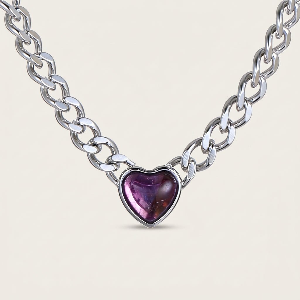 The Passion Necklace - Heart Shaped Purple Stone Pendant - Ellavore