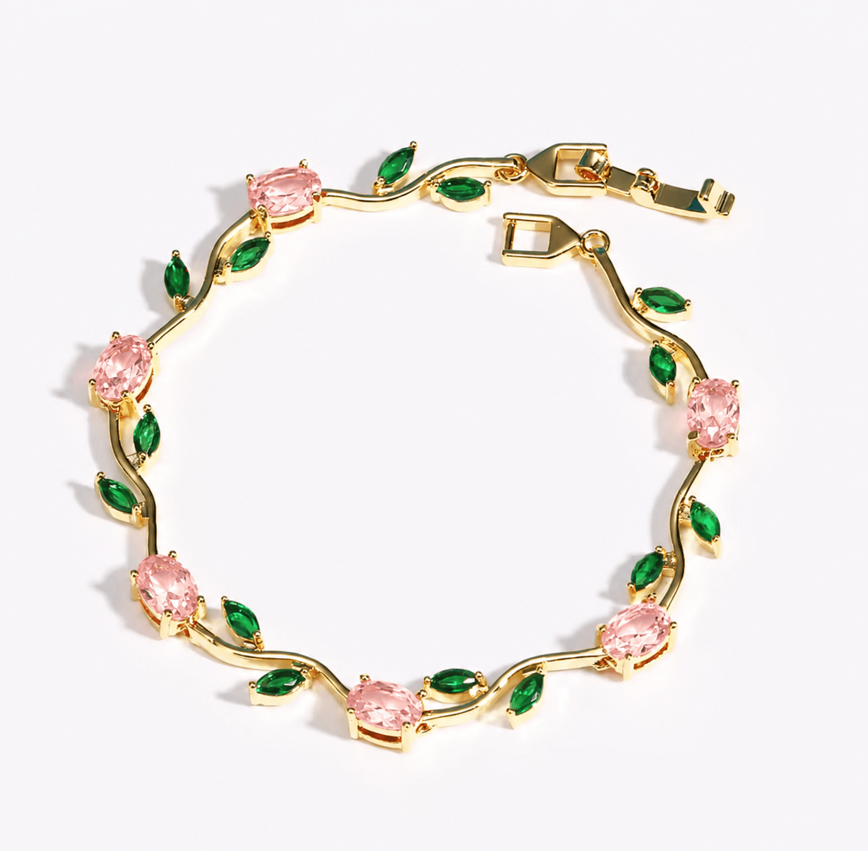 Tulip Harmony Charm Bracelet Crystal 18k Gold-Plated - Ellavore