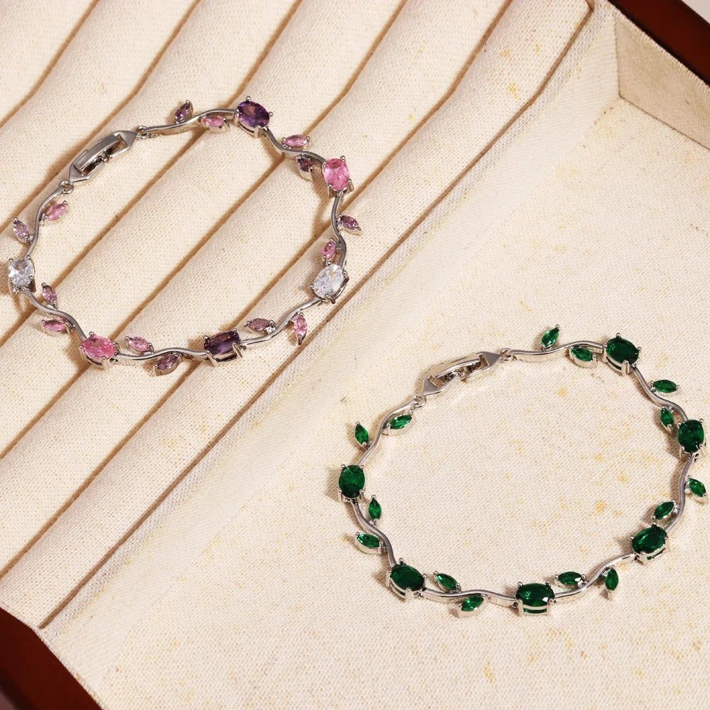 Tulip Harmony Charm Bracelet Crystal 18k Gold-Plated - Ellavore