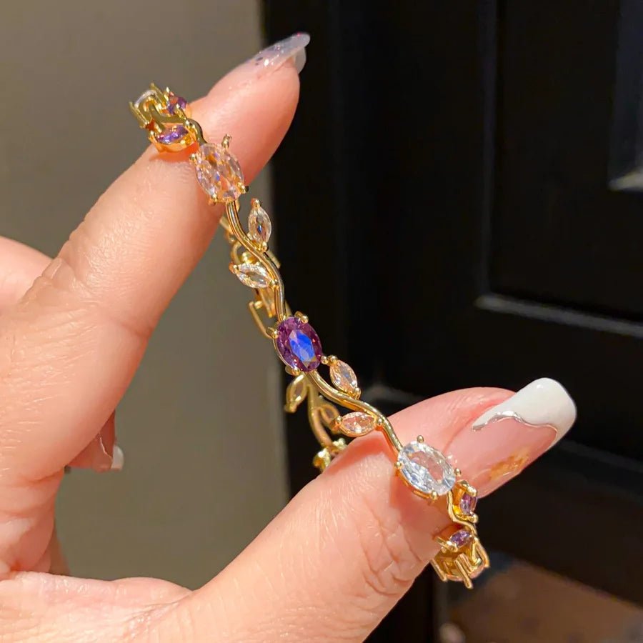 Tulip Harmony Charm Bracelet Crystal 18k Gold-Plated - Ellavore