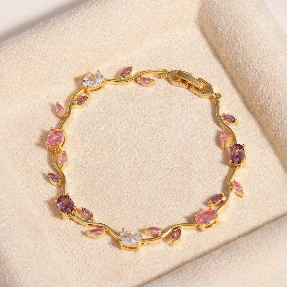 Tulip Harmony Charm Bracelet Crystal 18k Gold-Plated - Ellavore