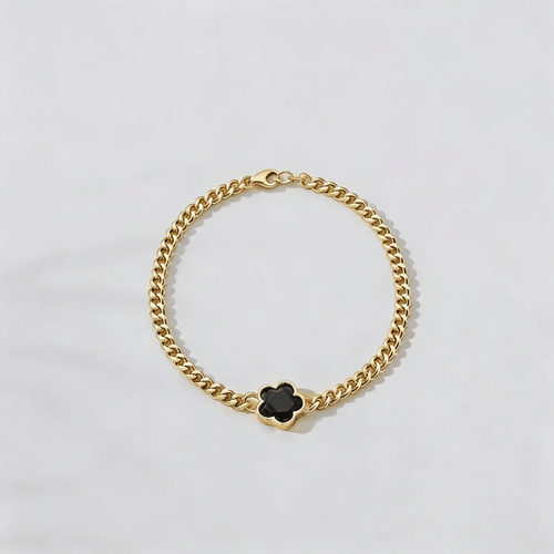 White Forget Me Knot Flower Bracelet in Gold - Ellavore