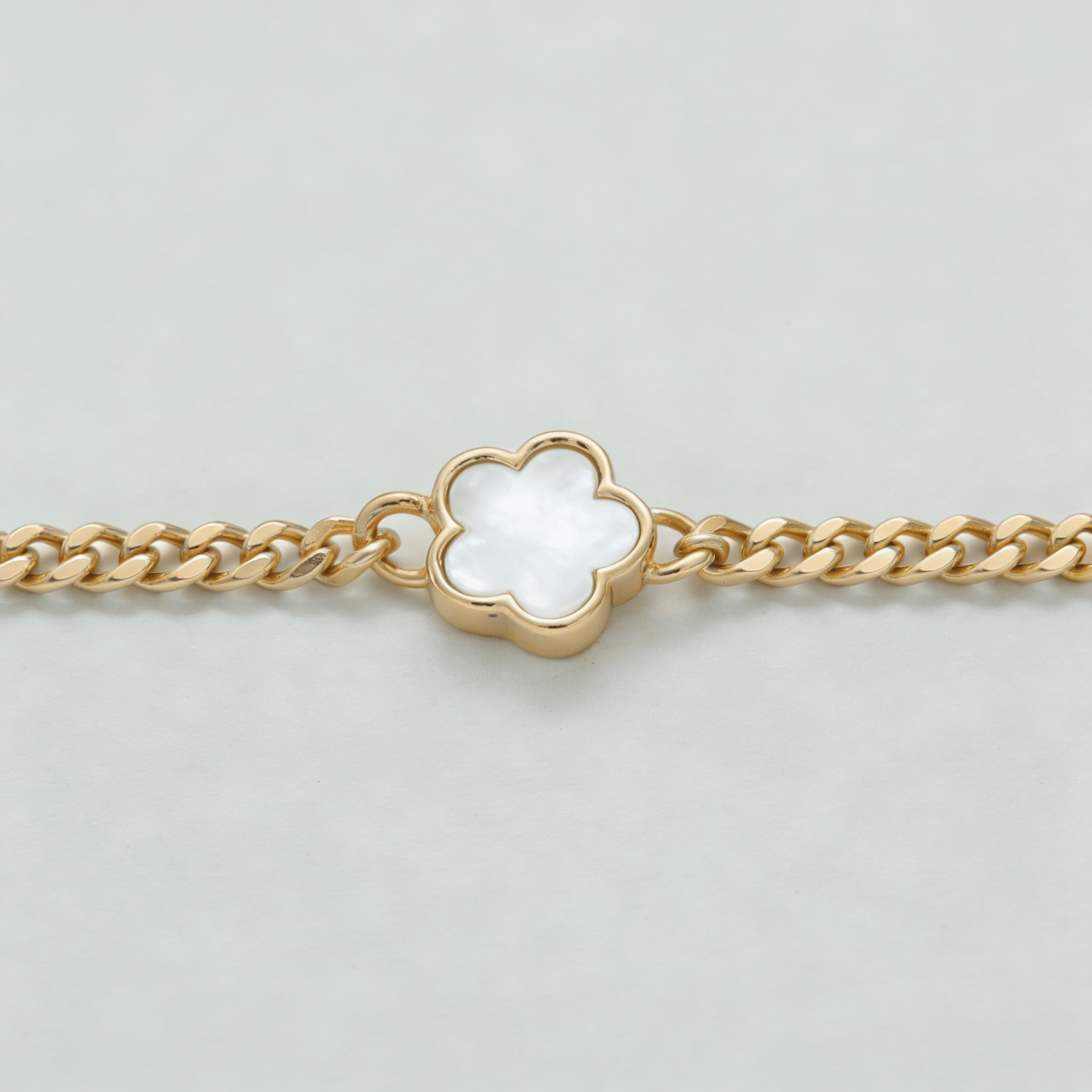 White Forget Me Knot Flower Bracelet in Gold - Ellavore