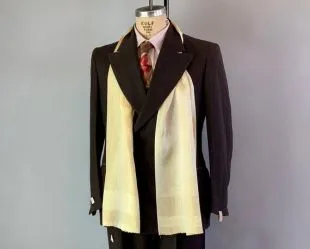 tommy shelby inspired suit with classy white scarf for elegance