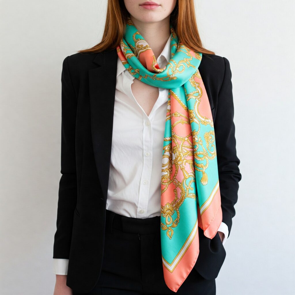 Classic Drape Silk Scarf Style Lady