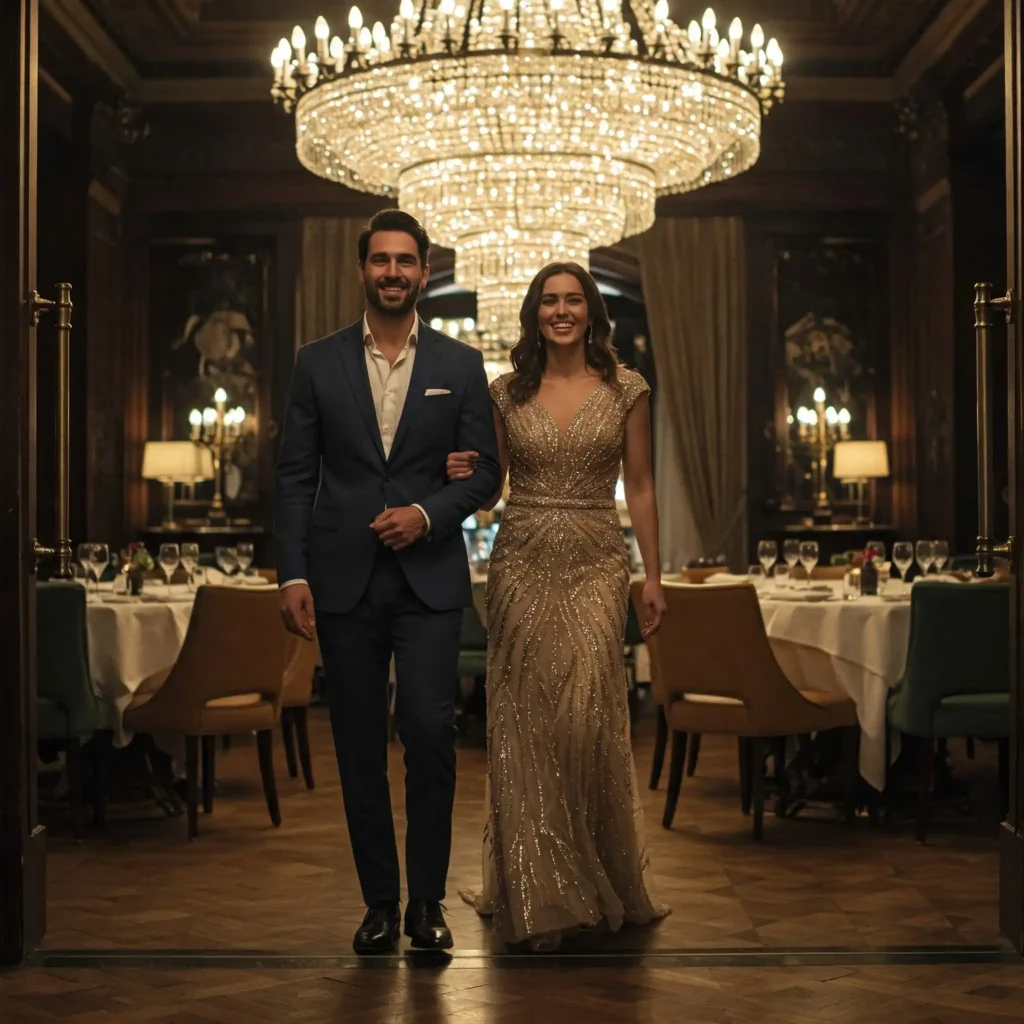Elegant Couples Entering Restaurant