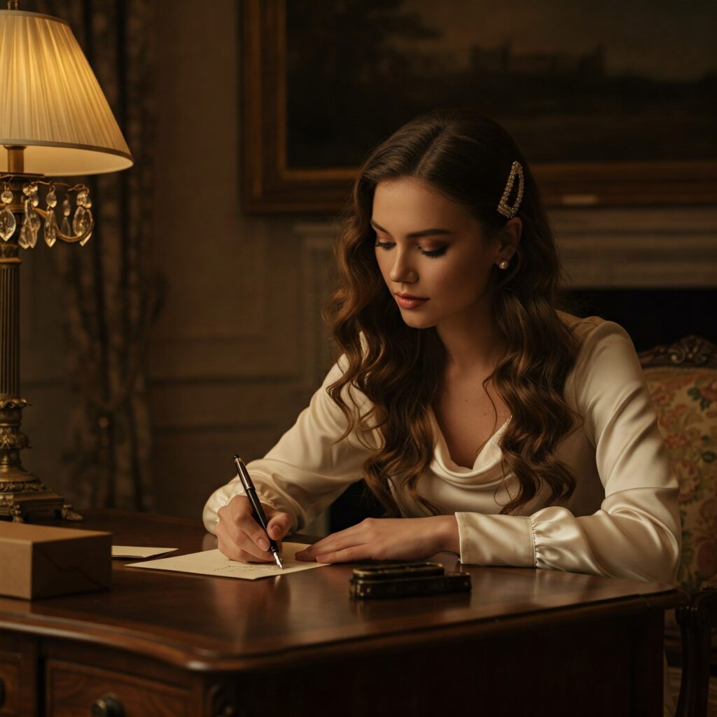 Elegant Girl Wrting Letter