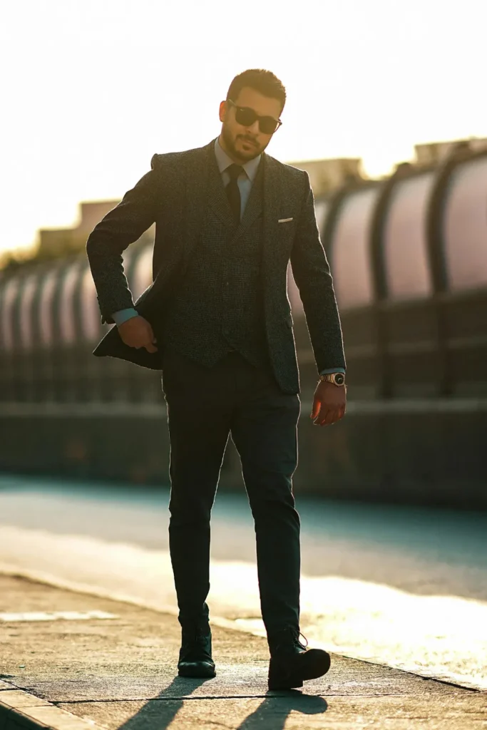 Elegant Men Walkng like model