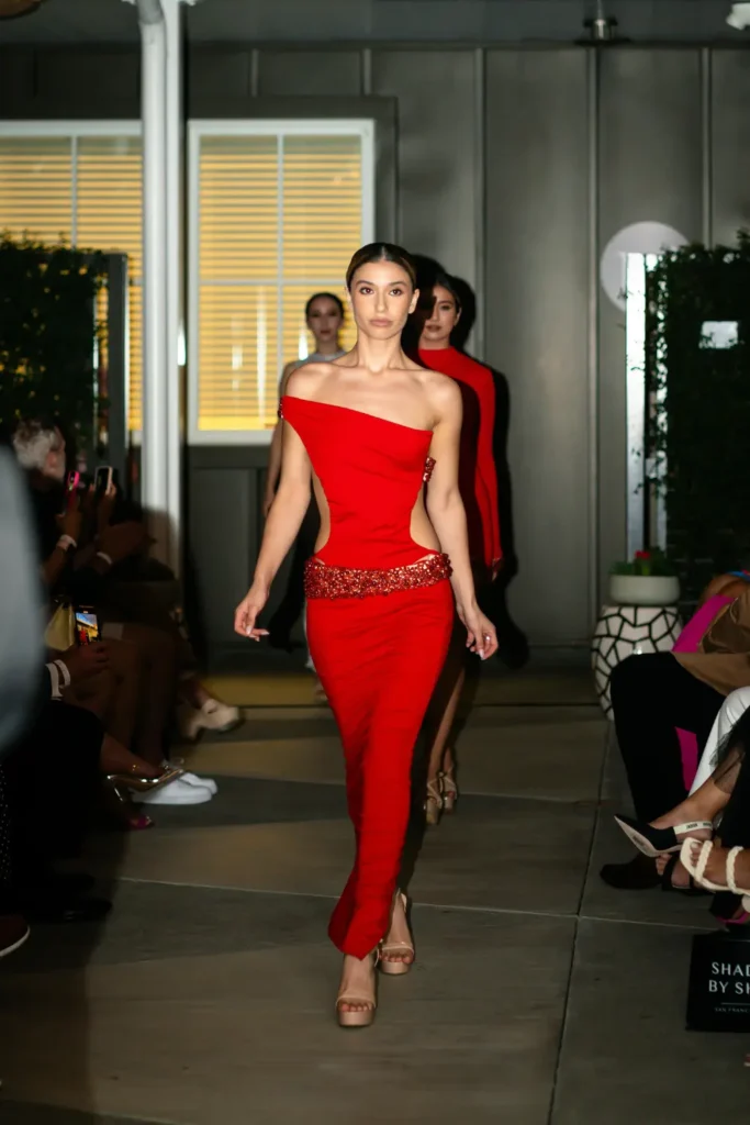 elegant model walking