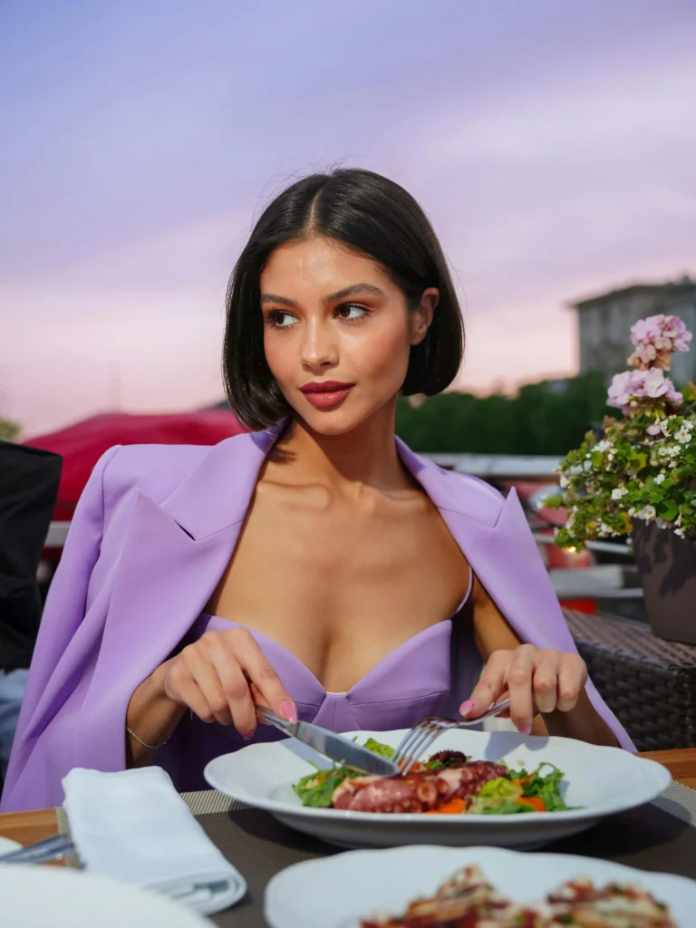 Elegant Lady Dining Etiquette