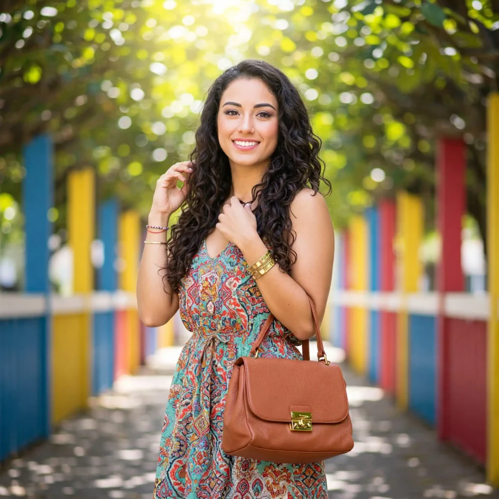 Maxi Dress with Structured Accessories (Classy Women's Outfit)