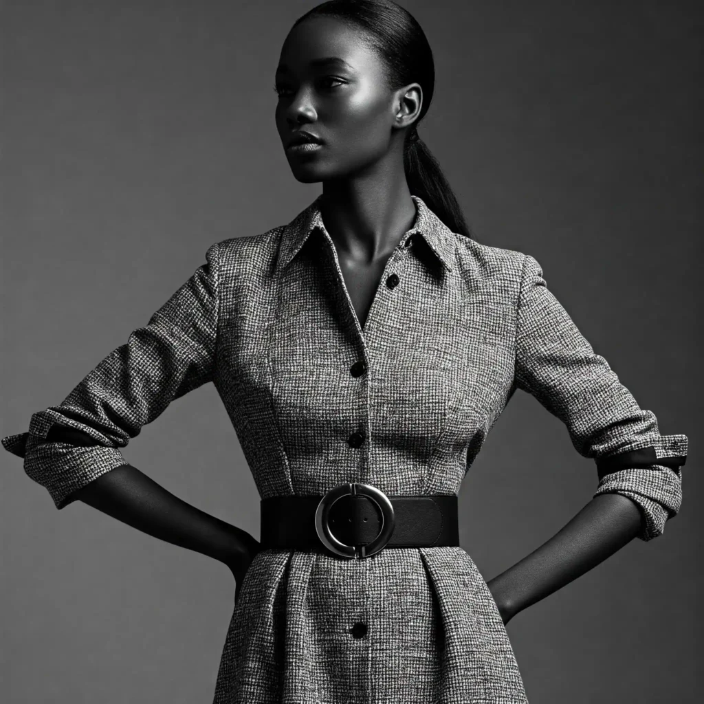 Shirt Dress with Statement Belt (Classy Women's Outfit)