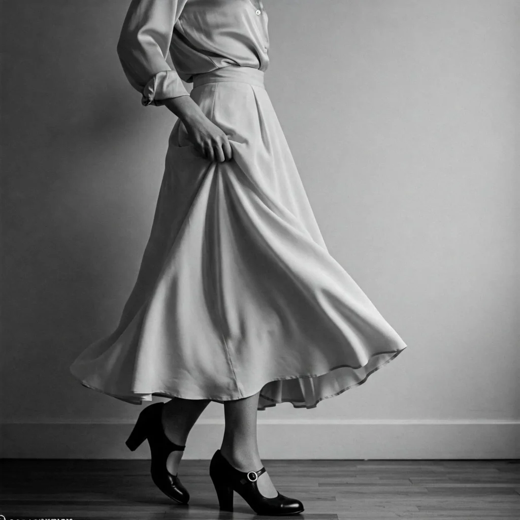 Silk Blouse & A-Line Skirt ( Classy Women's Outfit)