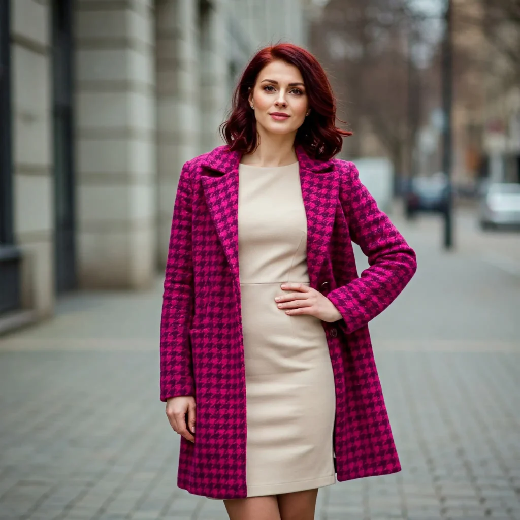 Statement Coat over Simple Dress (Classy Women's Outfit)