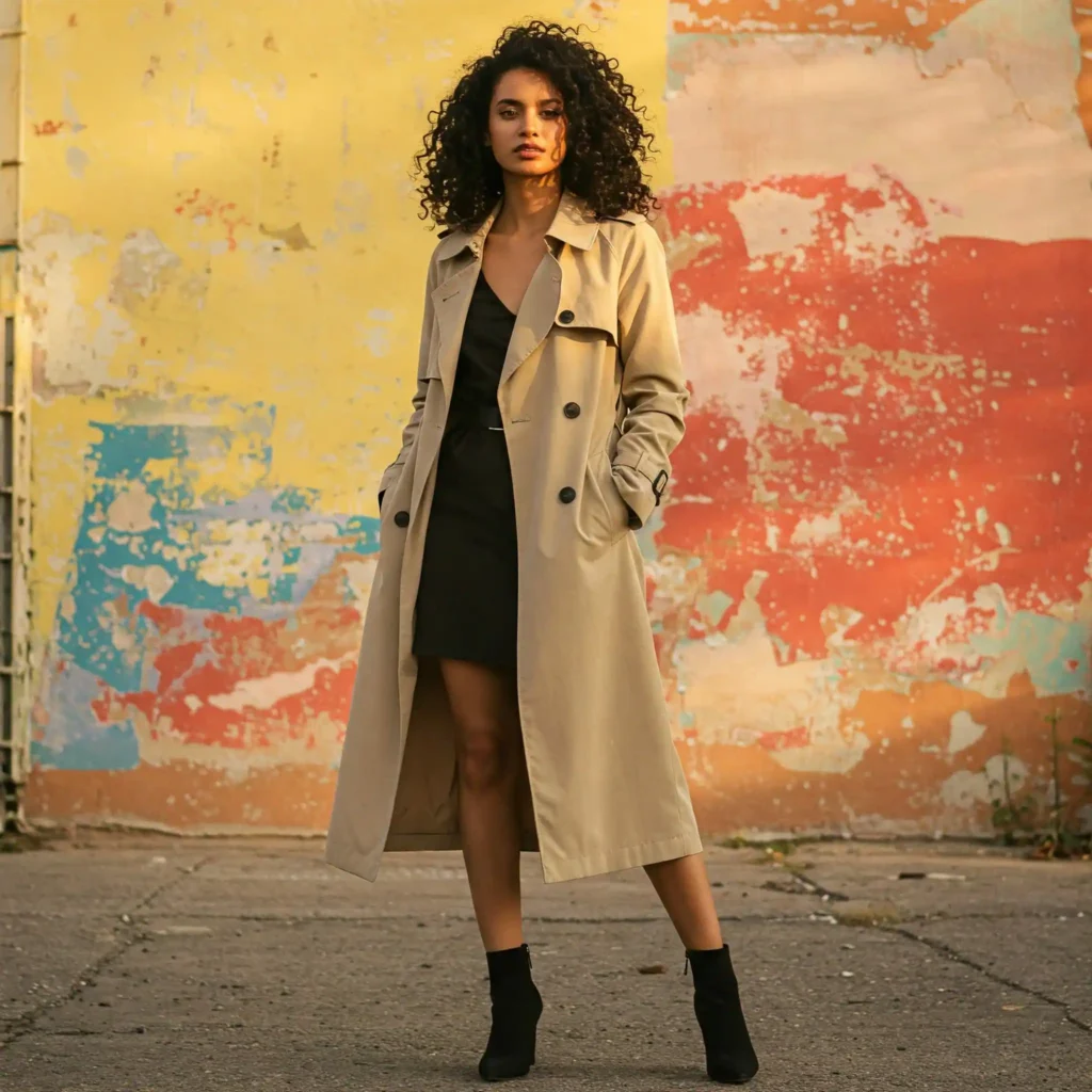 Trench Coat over All-Black Outfit (Classy Women's Outfit)